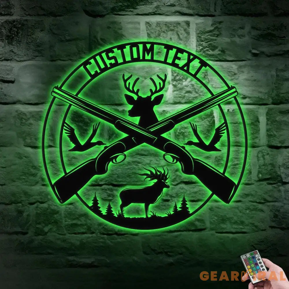 Wildernes Hunter Metal Sign Personalized Family Name Led Metal Sign Outdoor Door Decor Hunting Wall Art Perfect Gift