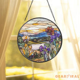 Wildflowers Glass Suncatcher Sunset Floral Window Hanging Garden Window Art Handmade Flower Decor Gift for Mom or