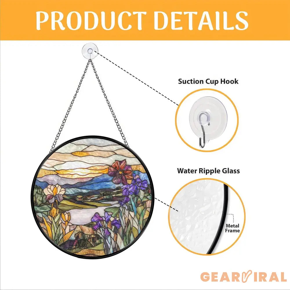 Wildflowers Glass Suncatcher Sunset Floral Window Hanging Garden Window Art Handmade Flower Decor Gift for Mom or