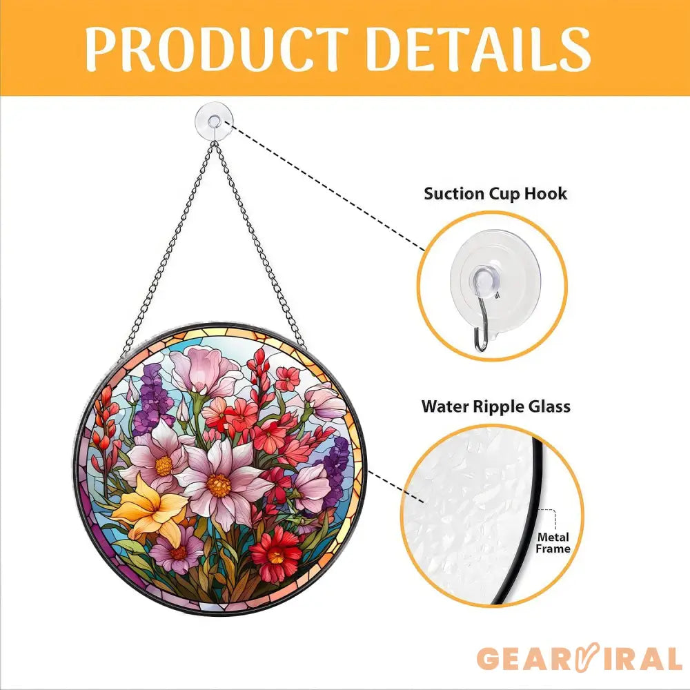 Wildflowers Stained Glass Suncatcher Window Hangings Wall Decor Flowers Suncatcher Gift Window Hanger Birthday Gift For