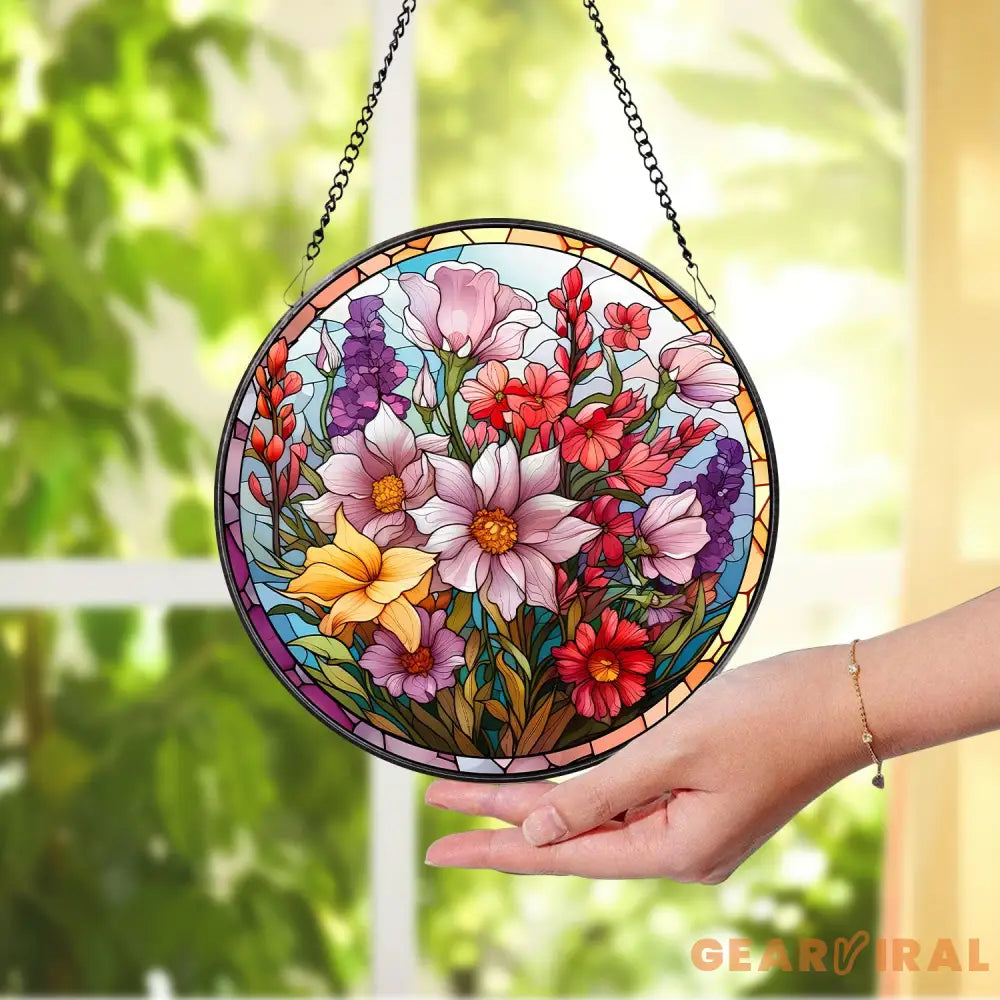 Wildflowers Stained Glass Suncatcher Window Hangings Wall Decor Flowers Suncatcher Gift Window Hanger Birthday Gift For