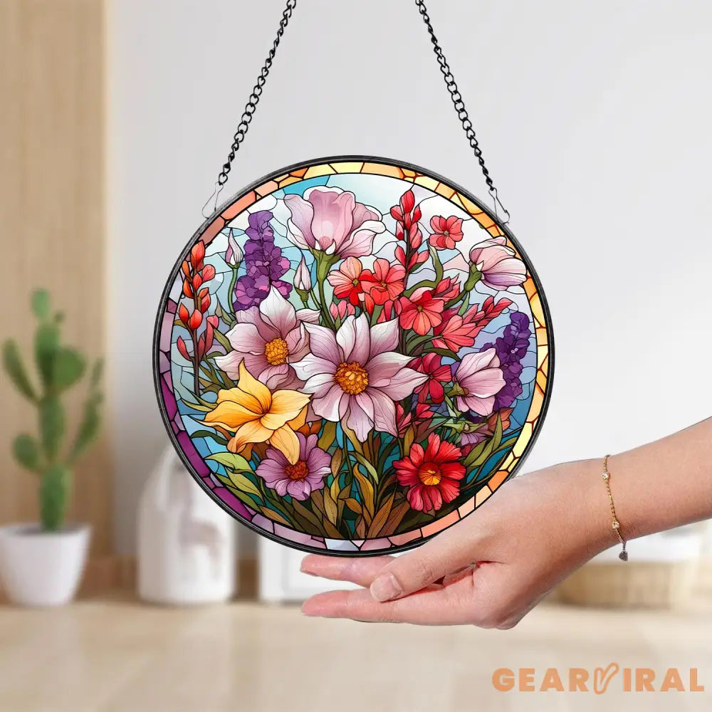 Wildflowers Stained Glass Suncatcher Window Hangings Wall Decor Flowers Suncatcher Gift Window Hanger Birthday Gift For