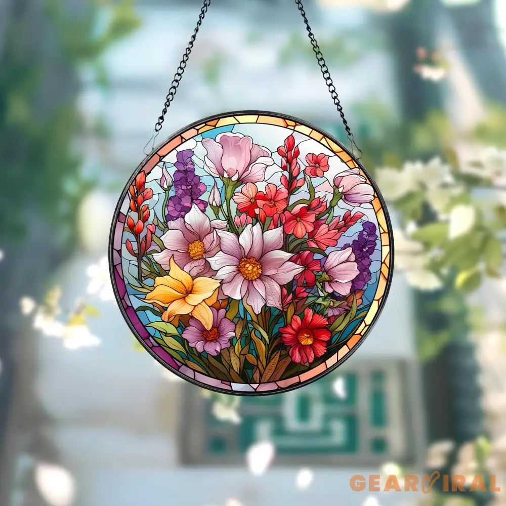 Wildflowers Stained Glass Suncatcher Window Hangings Wall Decor Flowers Suncatcher Gift Window Hanger Birthday Gift For