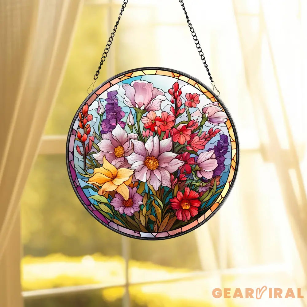 Wildflowers Stained Glass Suncatcher Window Hangings Wall Decor Flowers Suncatcher Gift Window Hanger Birthday Gift For