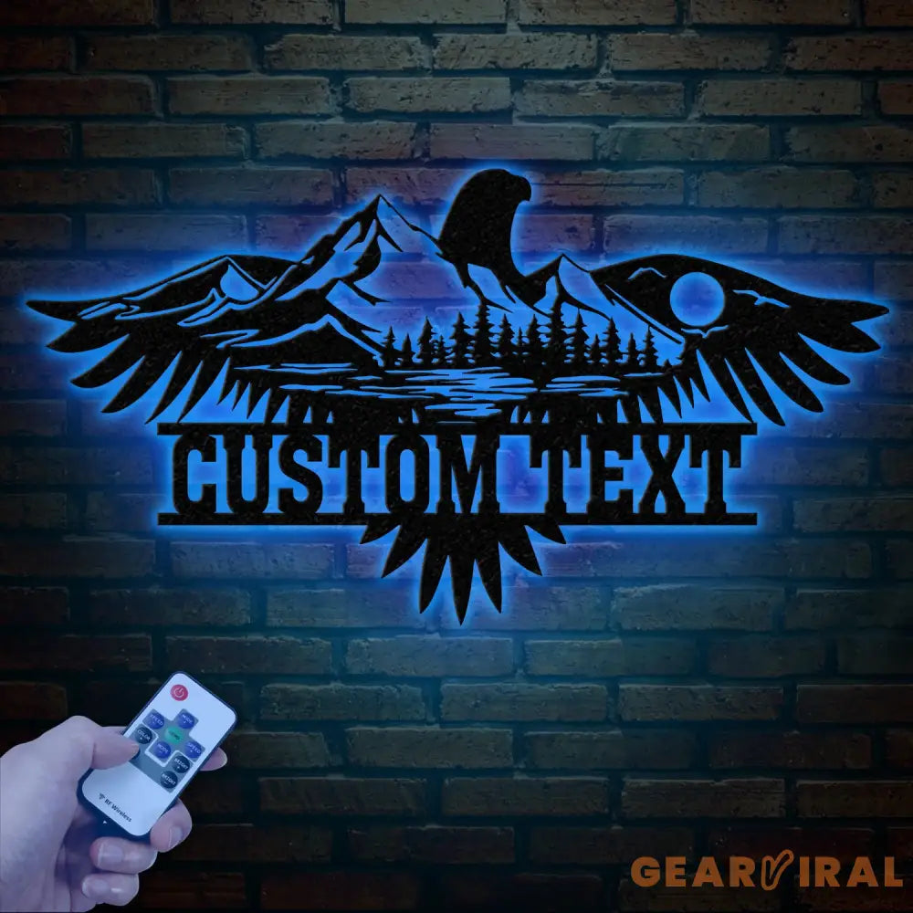 Wildlife Eagle Scene Metal Sign with Led Lights Metal Wall Hanging Eagle Home Decor Metal Wall Art Decor Homewarming