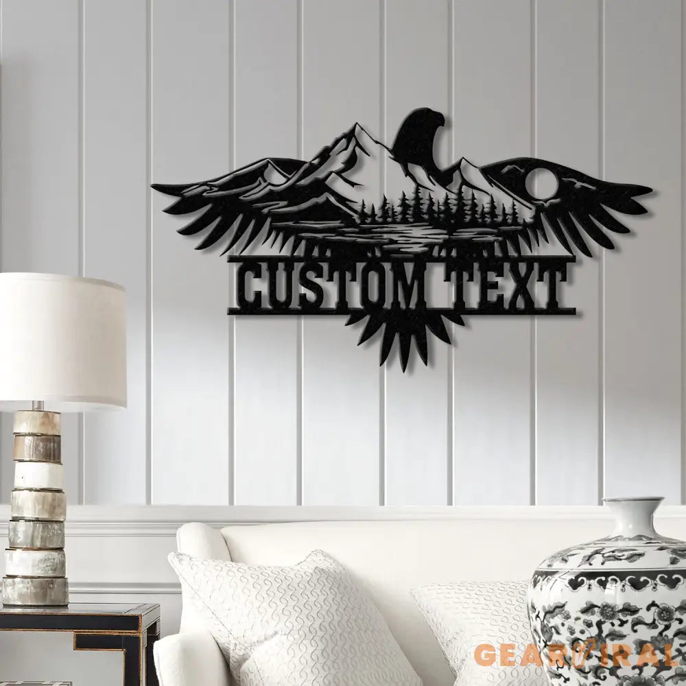 Wildlife Eagle Scene Metal Sign with Led Lights Metal Wall Hanging Eagle Home Decor Metal Wall Art Decor Homewarming