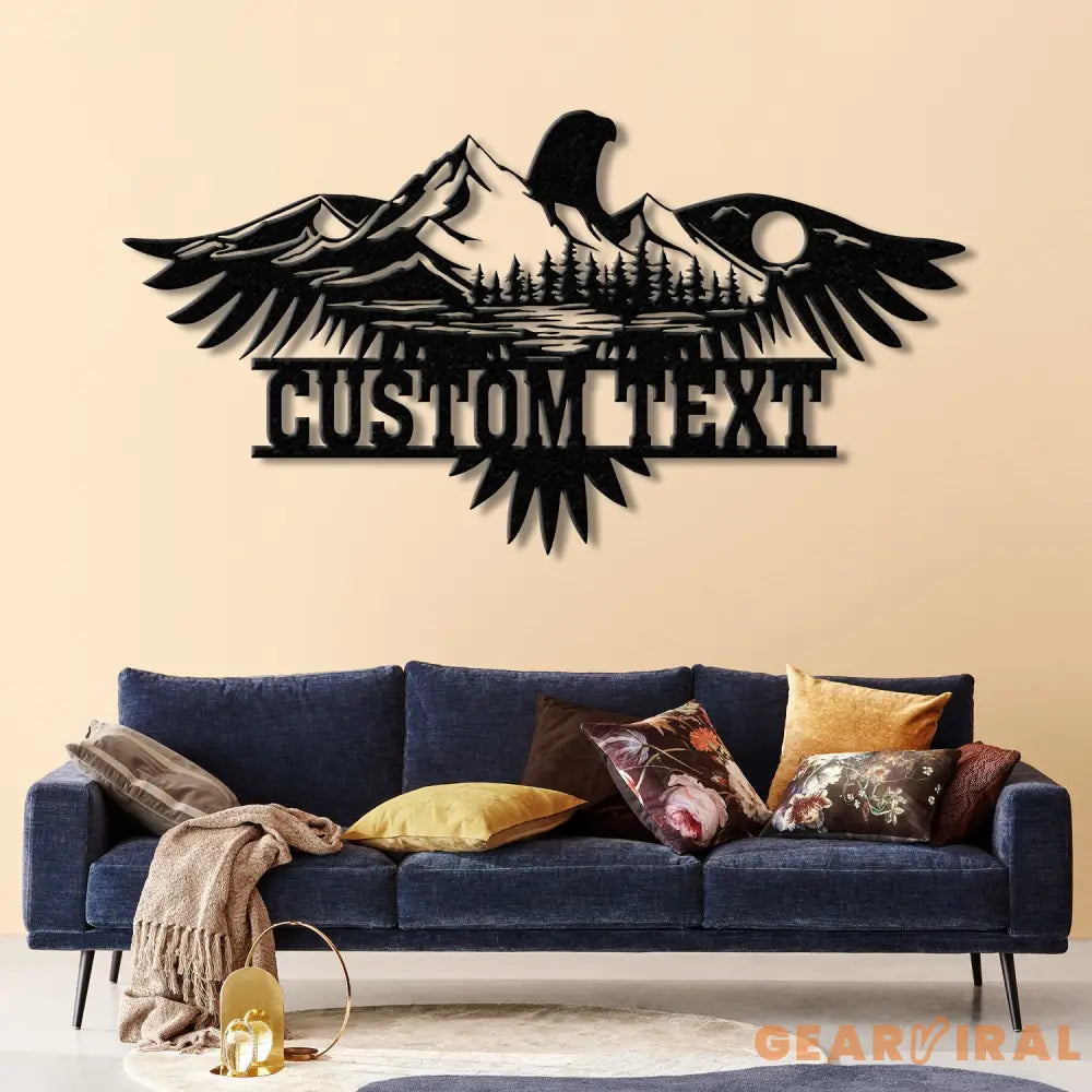 Wildlife Eagle Scene Metal Sign with Led Lights Metal Wall Hanging Eagle Home Decor Metal Wall Art Decor Homewarming