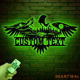 Wildlife Eagle Scene Metal Sign with Led Lights Metal Wall Hanging Eagle Home Decor Metal Wall Art Decor Homewarming