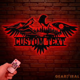 Wildlife Eagle Scene Metal Sign with Led Lights Metal Wall Hanging Eagle Home Decor Metal Wall Art Decor Homewarming