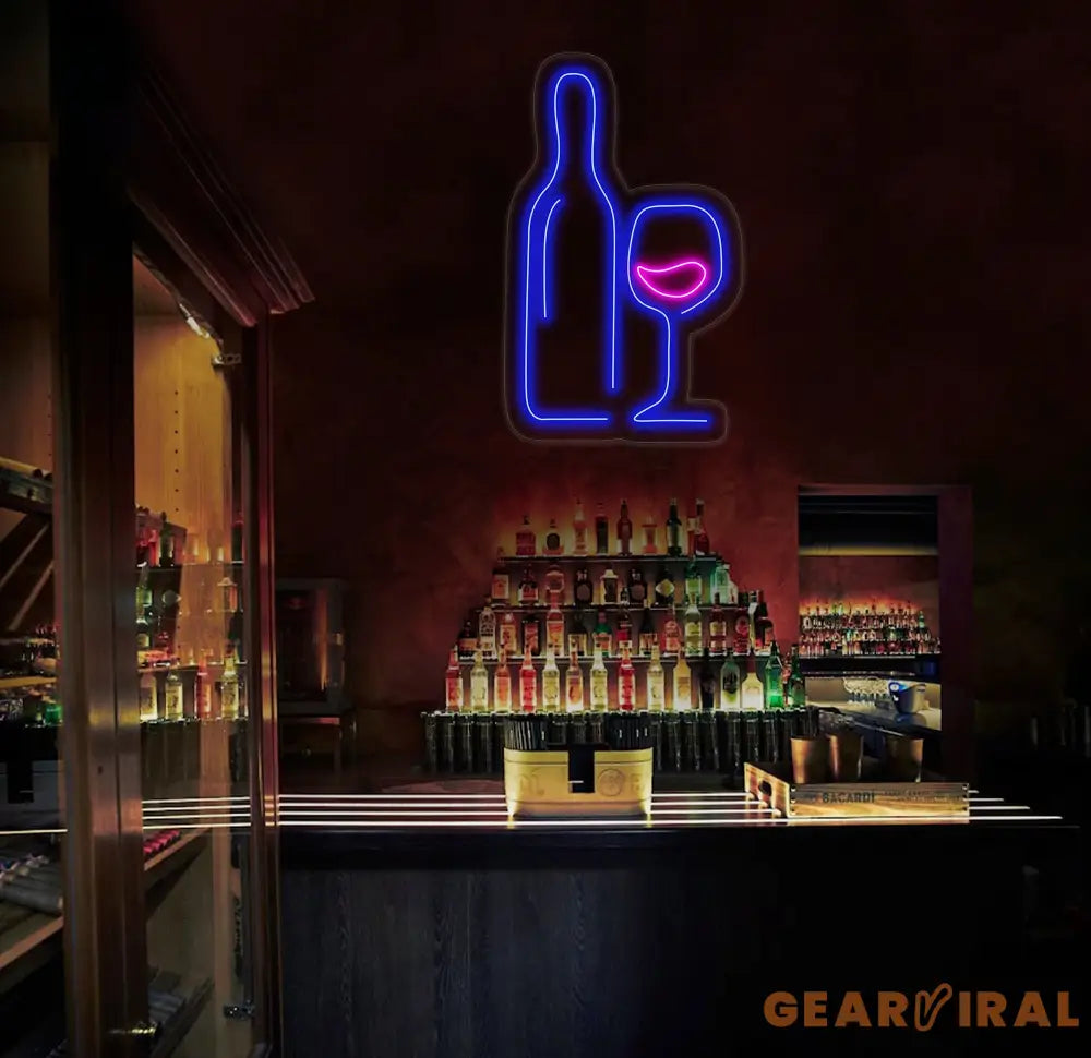 Wine Neon Sign Custom Neon Sign Wine Lover Art Decor Wine Wall Decor Bar Decor Cheers Neon Sign Bar backdrop Party