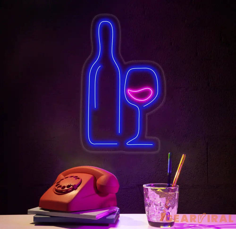 Wine Neon Sign Custom Neon Sign Wine Lover Art Decor Wine Wall Decor Bar Decor Cheers Neon Sign Bar backdrop Party