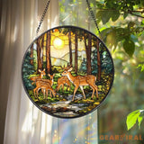 Winter Forest Deer Glass Suncatcher Handmade Wildlife Window Decor Gift for Nature and Animal Lovers Holiday or