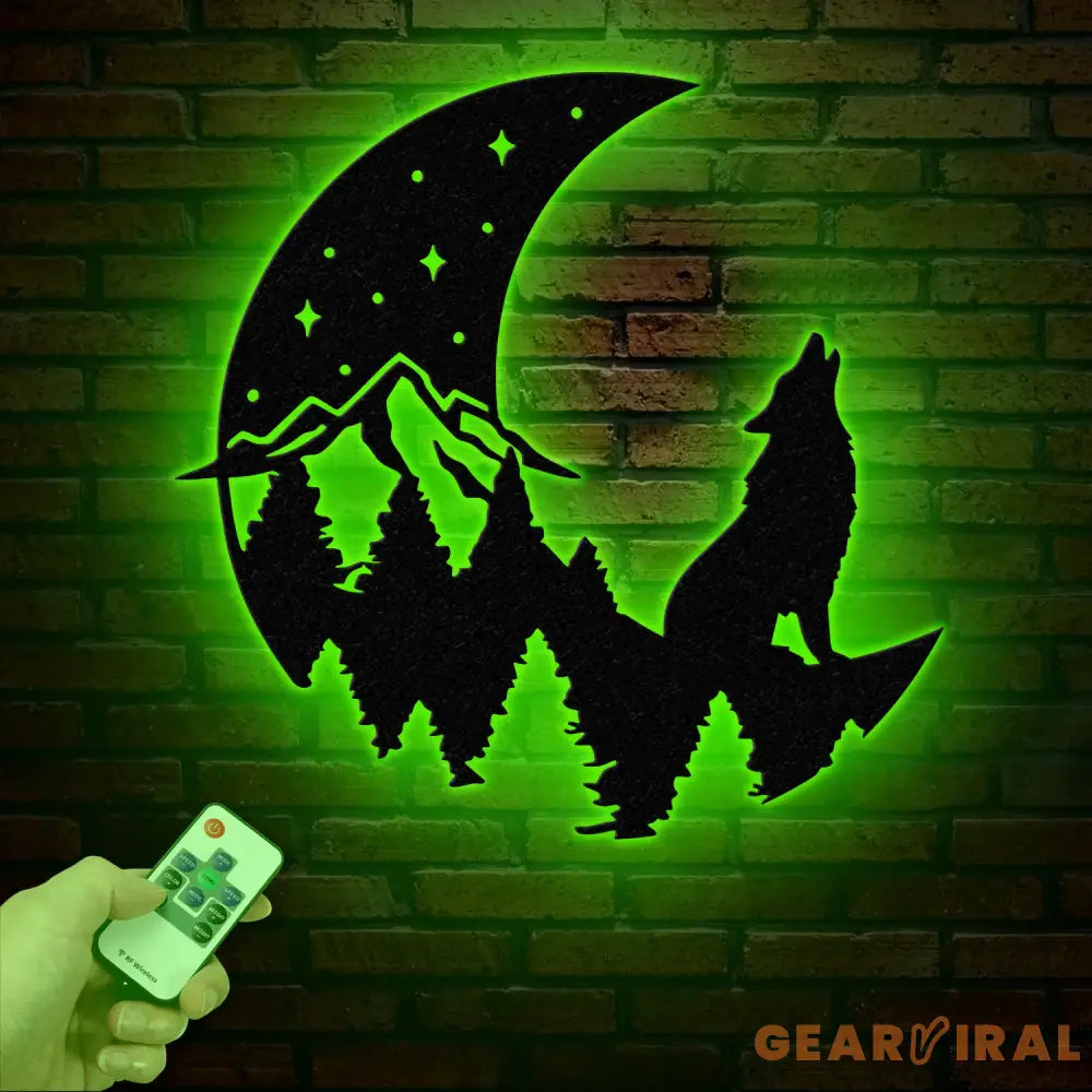 Wolf Howling Under The Moon Metal Cabin Sign Custom Wolf Name Sign Family Name Sign Outdoor Decor Sign Farm Sign Metal