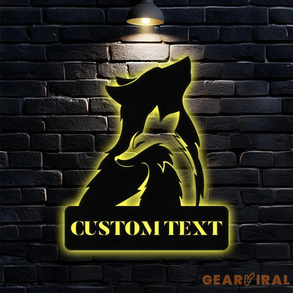 Wolf Metal Sign Custom Couple Wolf Sign Personalized Family Name Sign Outdoor Door Decor Personalized Wall Art Gift for