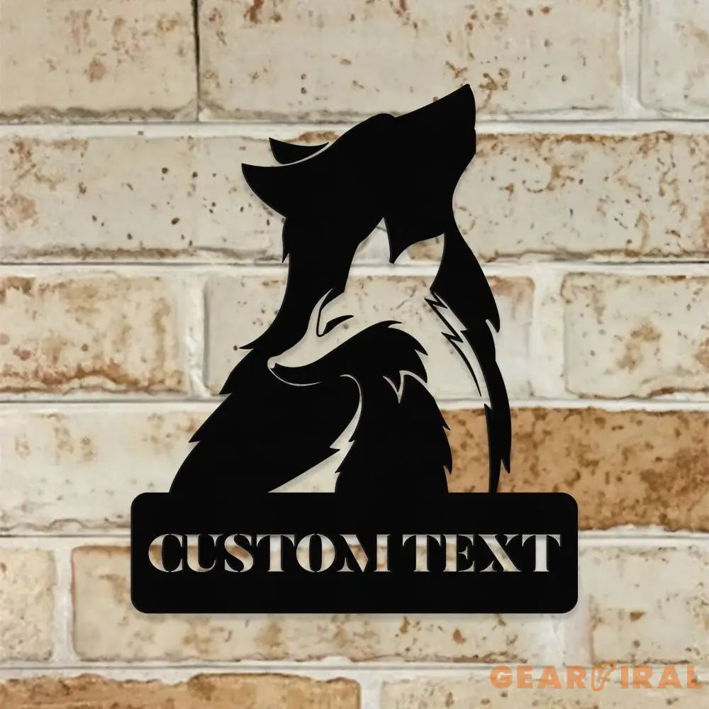 Wolf Metal Sign Custom Couple Wolf Sign Personalized Family Name Sign Outdoor Door Decor Personalized Wall Art Gift for
