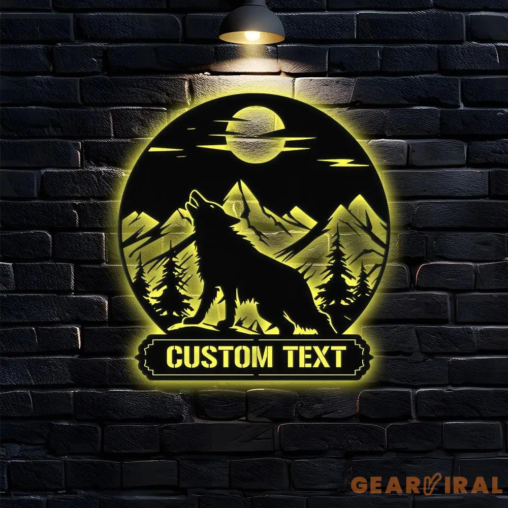 Wolf Metal Sign Custom Wolf LED Sign Personalized Wolf Family Name Sign Outdoor Wolf Decor Personalized Wolf Wall Art