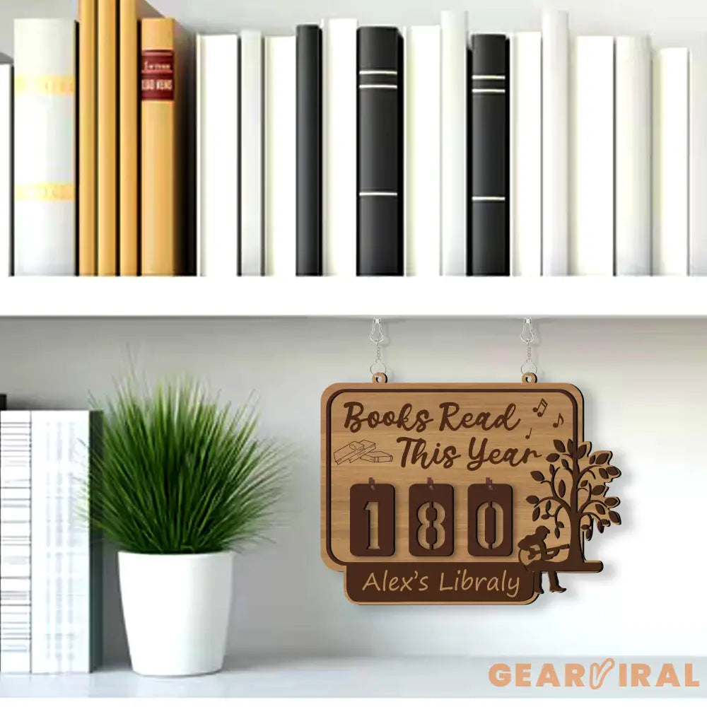 Wooden Book Tracker Sign, Custom Reading Goal Counter, Personalized Library Decor, Book Lover Gift, Reading Progress Display