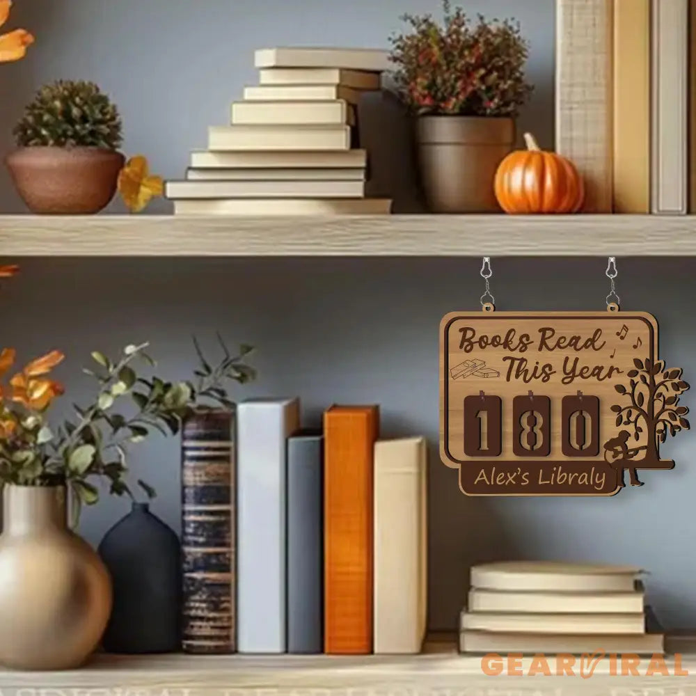 Wooden Book Tracker Sign, Custom Reading Goal Counter, Personalized Library Decor, Book Lover Gift, Reading Progress Display