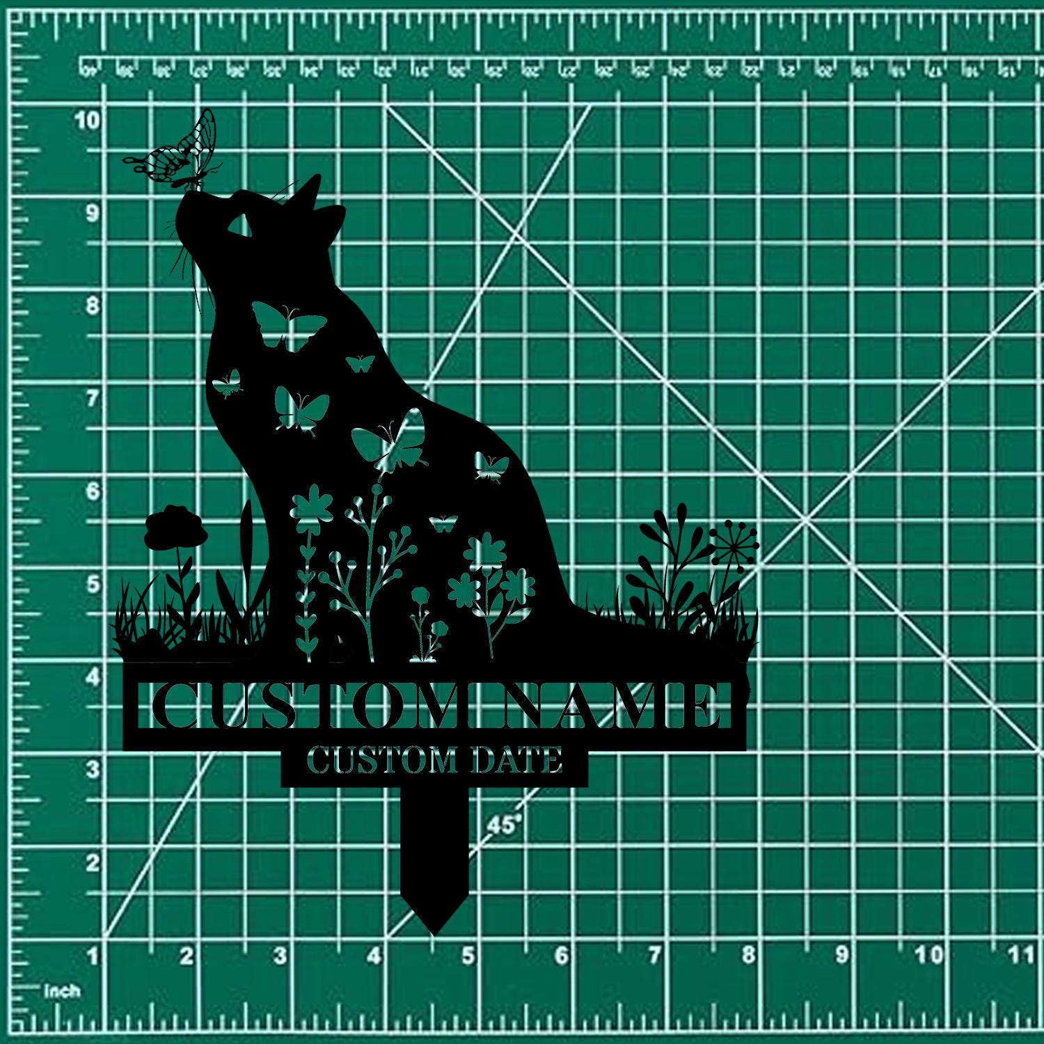 Year And Name Cat Metal Sign, Memorial Plaque, Cat Grave Marker, Personalized Cat Garden Sign, Pet Loss Gift, Remembrance Stake, Sympathy