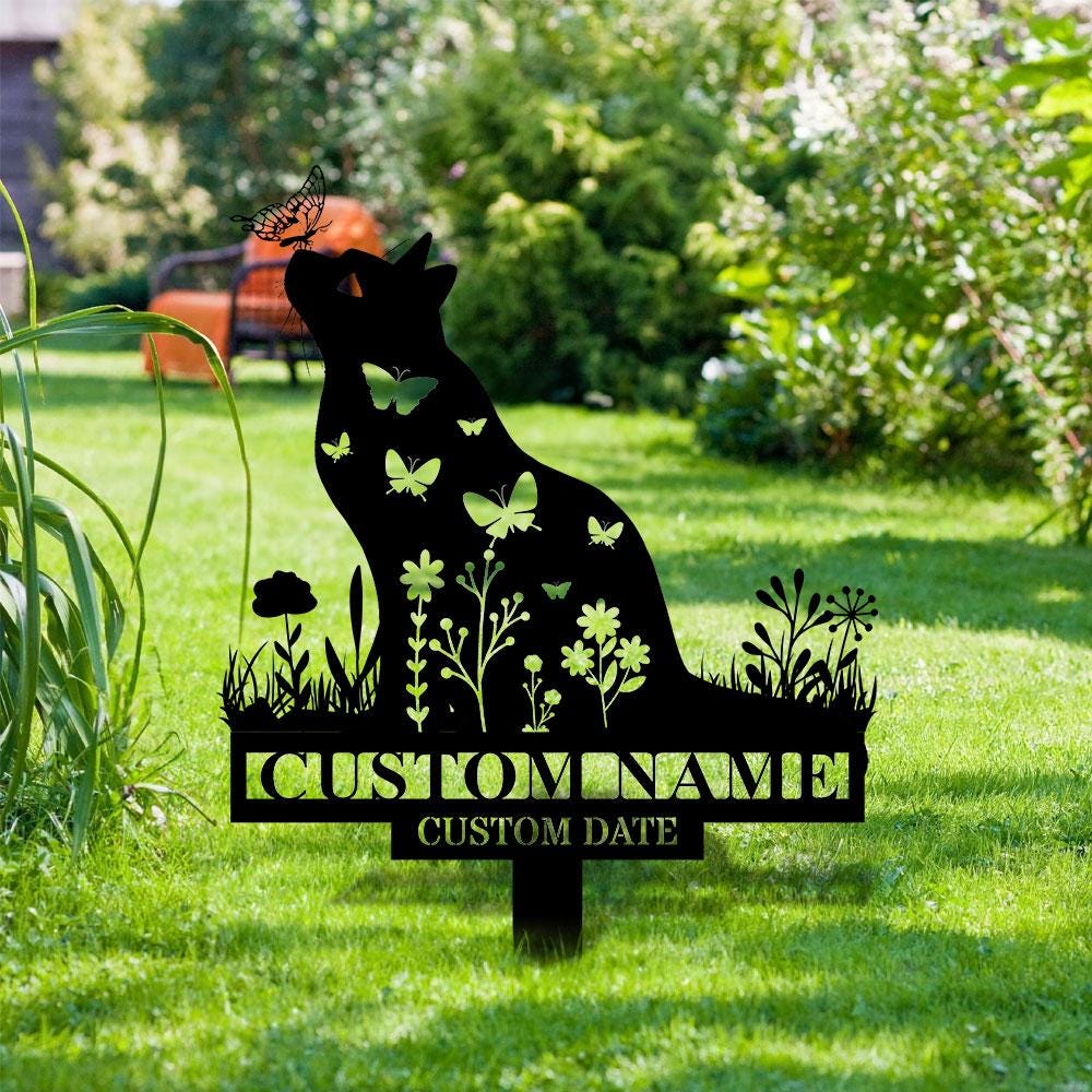 Year And Name Cat Metal Sign, Memorial Plaque, Cat Grave Marker, Personalized Cat Garden Sign, Pet Loss Gift, Remembrance Stake, Sympathy