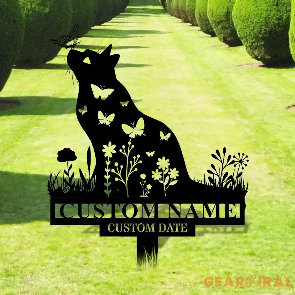 Year And Name Cat Metal Sign Memorial Plaque Cat Grave Marker Personalized Cat Garden Sign Pet Loss Gift Remembrance