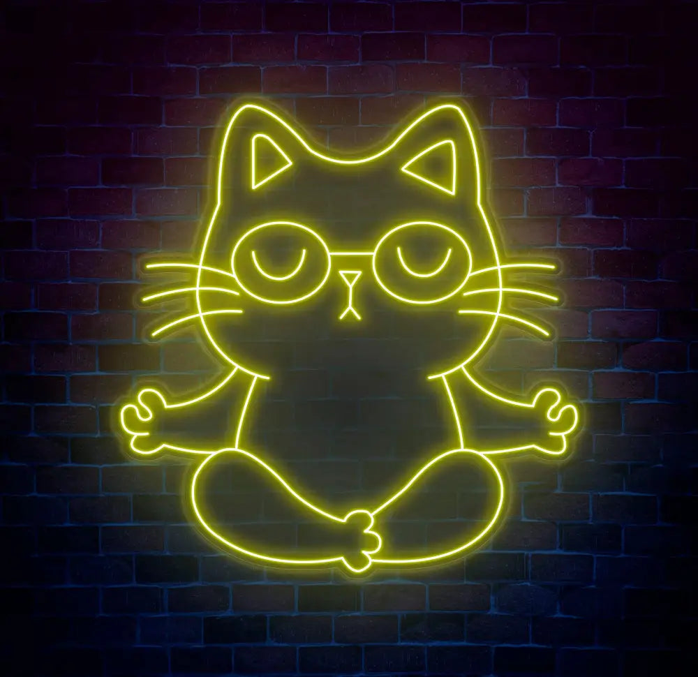 Zen Cat Neon Sign - Meditating Cat Custom Wall Light Perfect for Yoga Studios Home Decor and Calming Spaces Christmas