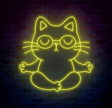 Zen Cat Neon Sign - Meditating Cat Custom Wall Light Perfect for Yoga Studios Home Decor and Calming Spaces Christmas