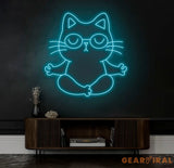 Zen Cat Neon Sign - Meditating Cat Custom Wall Light Perfect for Yoga Studios Home Decor and Calming Spaces Christmas