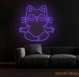 Zen Cat Neon Sign - Meditating Cat Custom Wall Light Perfect for Yoga Studios Home Decor and Calming Spaces Christmas