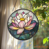 Zen Lotus Flower Glass Decor Mindful Living Window Ornament Yoga Room Gift Spiritual Home Accent Handmade Mother’s Day