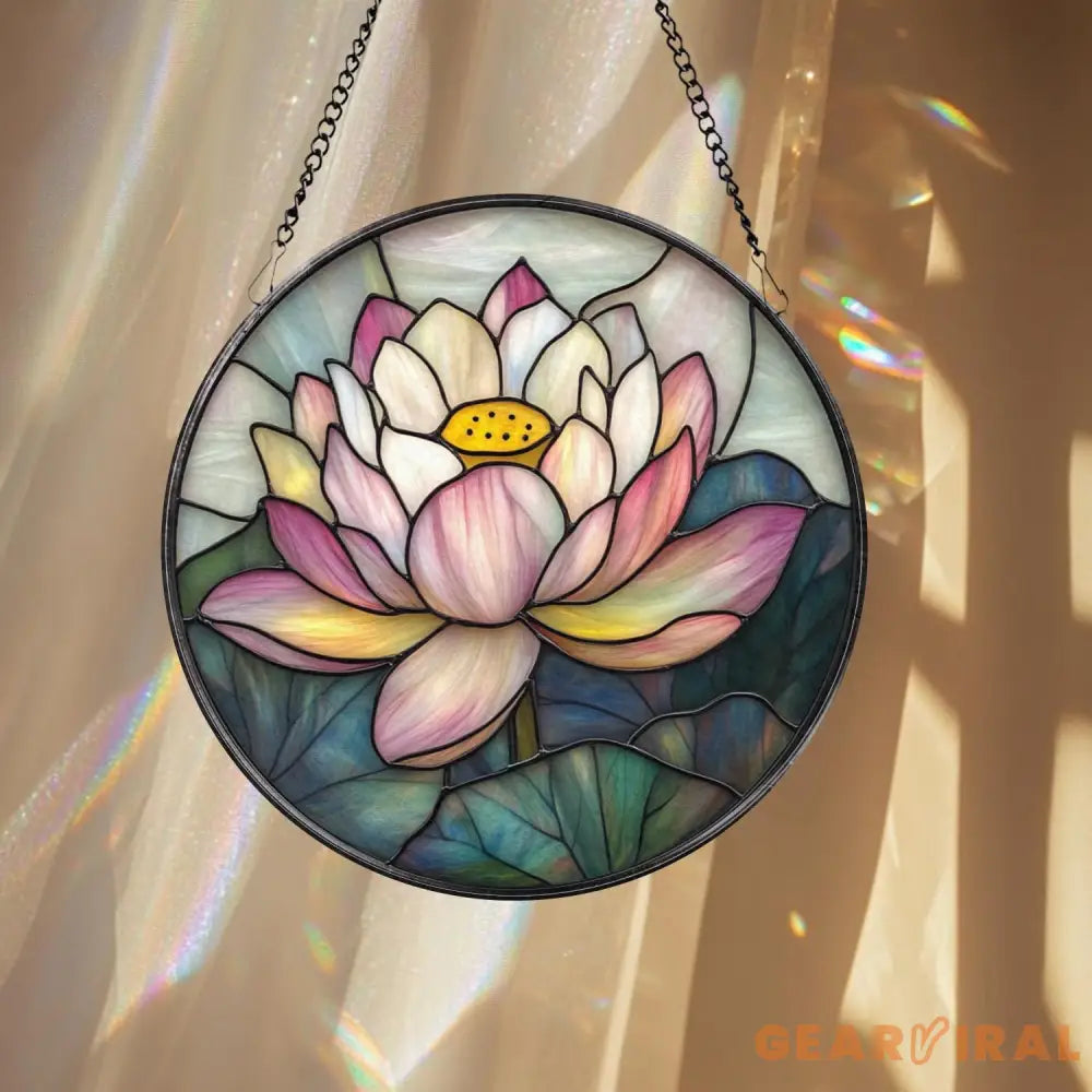 Zen Lotus Flower Glass Decor Mindful Living Window Ornament Yoga Room Gift Spiritual Home Accent Handmade Mother’s Day