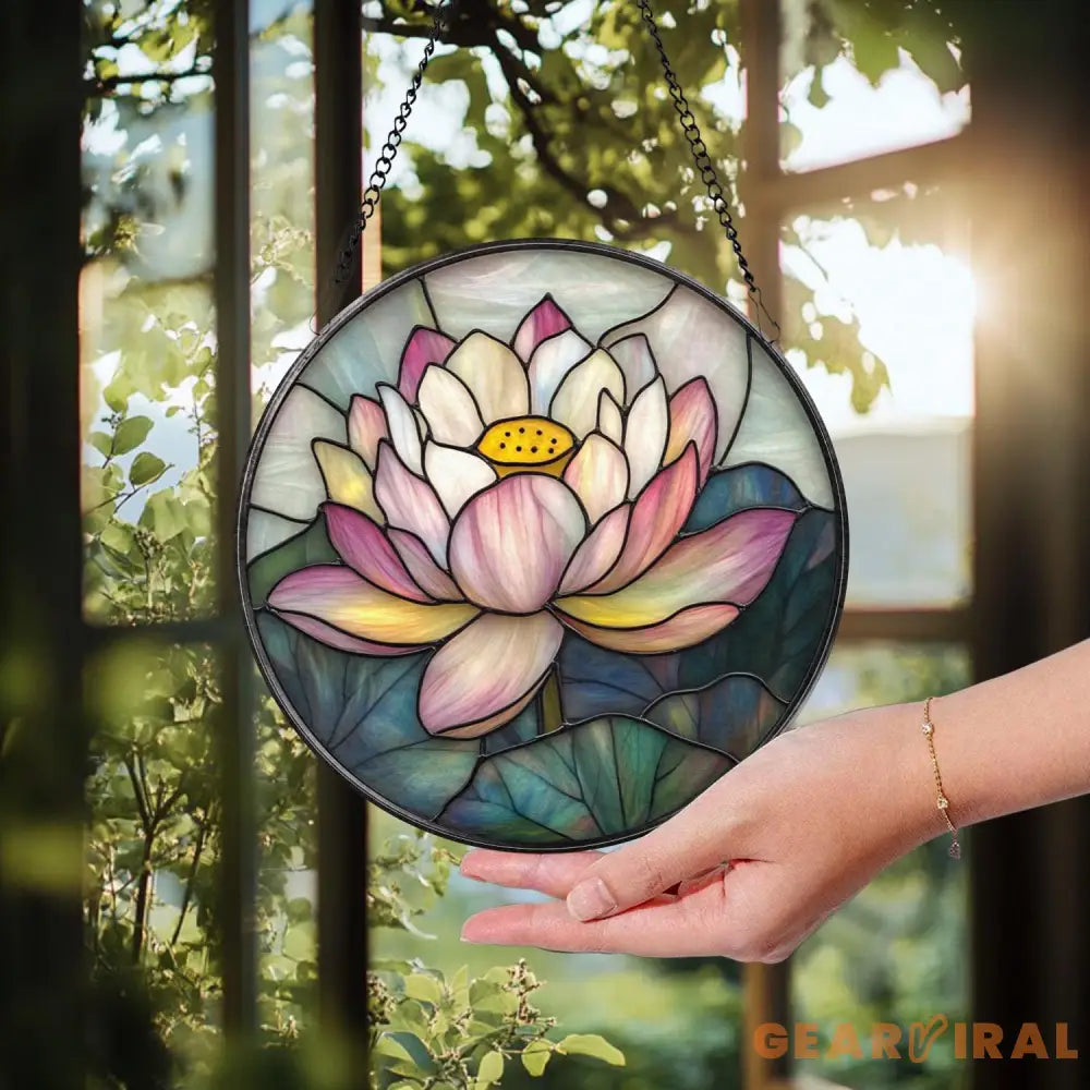 Zen Lotus Flower Glass Decor Mindful Living Window Ornament Yoga Room Gift Spiritual Home Accent Handmade Mother’s Day