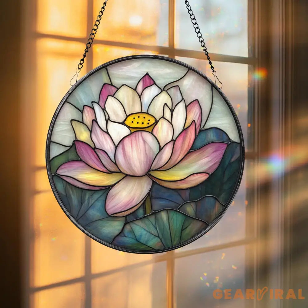 Zen Lotus Flower Glass Decor Mindful Living Window Ornament Yoga Room Gift Spiritual Home Accent Handmade Mother’s Day